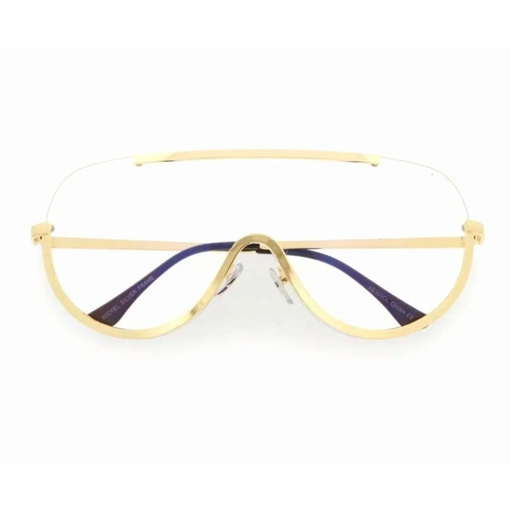 Sunglasses Men Trendy Retro Sun Glasses Oversize Clear Lens Metal Frame Hip‎ Hop